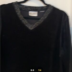 Russ Black V-Neck Sweater with Silver Trim
